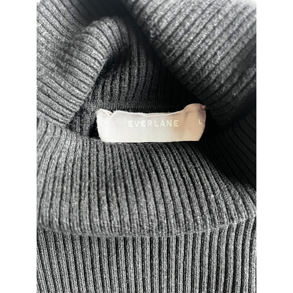 Everlane Ribbed Knit Turtleneck Sweater Wool Blend Black size large - Picture 10 of 12